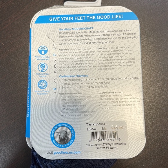 Goodhew Tempest Knee High Merino Socks - in Navy. - Picture 6 of 9